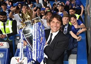 Images Dated 21st May 2017: Antonio Conte Celebrates Premier League Title Win with Chelsea