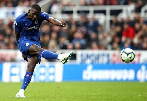 Images Dated 26th August 2018: Antonio Ruediger Shoots for Chelsea Against Newcastle United in Premier League
