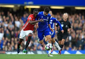 Soccer Football Full Length Prints: Battle for the Ball: Diego Costa vs Eric Bailly - Chelsea vs Manchester United