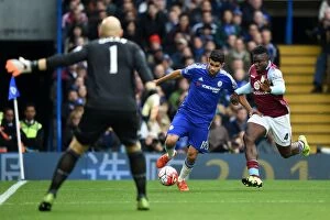 Images Dated 17th October 2015: Battle for the Ball: Diego Costa vs Micah Richards - Chelsea vs Aston Villa
