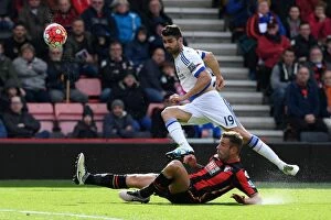 Images Dated 23rd April 2016: Battle for the Ball: Diego Costa vs. Simon Francis - AFC Bournemouth vs