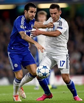 November 2015 Collection: Battle for the Ball: Fabregas vs. Rybalka - Chelsea vs. Dynamo Kiev in the Champions League