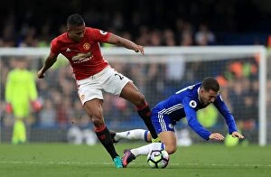 Images Dated 23rd October 2016: Battle for the Ball: Hazard vs. Valencia - Chelsea vs. Manchester United, Premier League