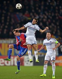 Images Dated 26th November 2013: Battle for the Ball: Terry, Azpilicueta vs. Streller - Chelsea's UEFA Champions League Showdown