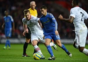 Images Dated 5th January 2013: Battle for the Ball: Ward-Prowse vs. Hazard - Intense Rivalry in the FA Cup Clash (January 5)