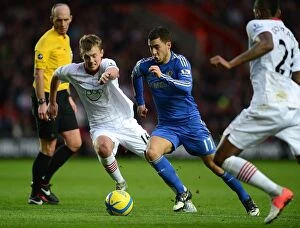 Images Dated 5th January 2013: Battle for the Ball: Ward-Prowse vs. Hazard - Southampton vs. Chelsea FA Cup Clash (January 2013)