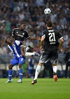 Images Dated 29th September 2015: Battle for the Ball: Zouma vs. Aboubakar - FC Porto vs. Chelsea in the UEFA Champions League
