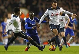 Images Dated 4th January 2017: Battle for Possession: Tottenham's Defensive Triangle vs. Chelsea's N'Golo Kante