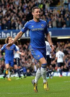 Chelsea v Tottenham Hotspur 8th May 2013 Collection: Battle at Stamford Bridge: Gary Cahill's Intense Moment at Chelsea vs