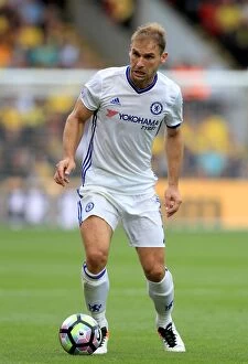 Images Dated 20th August 2016: Branislav Ivanovic in Action: Premier League Showdown at Vicarage Road - Watford vs. Chelsea