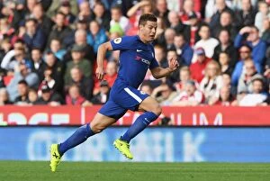 Club Soccer Collection: Cesar Azpilicueta in Action: Chelsea's Defensive Masterclass at Stoke City, Premier League 2017