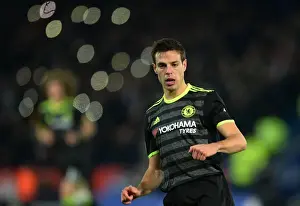 Cesar Azpilicueta in Action: Premier League 2017 - Chelsea vs. Leicester City (Away)