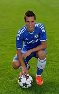Squad 2013-2014 Season Prints: Cesar Azpilicueta Leading Chelsea FC Training Session at Cobham (2013-2014 Squad)