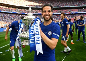 Images Dated 19th May 2018: Cesc Fabregas and Chelsea Lift the FA Cup: Manchester United Defeated in 2018 Final