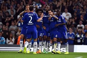 Images Dated 17th September 2014: Cesc Fabregas Scores: Chelsea's Thrilling Champions League Victory vs