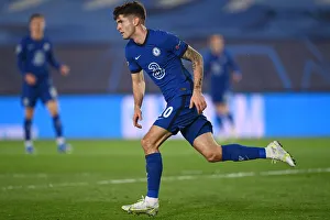 Club Soccer Prints: Champions League Semi-Final: Christian Pulisic Scores for Chelsea Against Real Madrid in Madrid (April 2021)