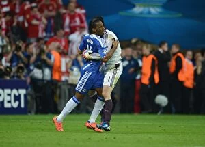 Images Dated 19th May 2012: Champions League Triumph: Didier Drogba and Petr Cech Celebrate Chelsea's Victory over FC Bayern