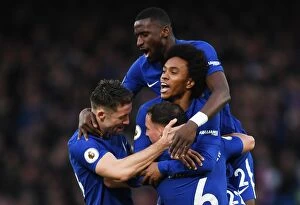 Images Dated 30th December 2017: Chelsea Celebrate: Drinkwater Scores Second Goal vs Stoke City