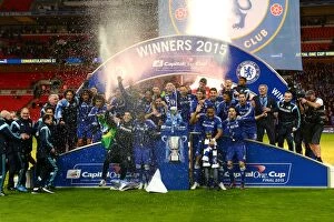 Images Dated 1st March 2015: Chelsea Celebrates Capital One Cup Victory: Chelsea vs. Tottenham Hotspur at Wembley Stadium