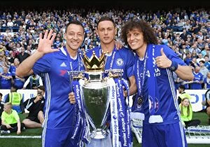 Images Dated 21st May 2017: Chelsea Celebrates Premier League Victory: Terry, Matic, and Luiz Rejoice after Chelsea v Sunderland