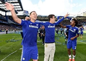 Champions!! Collection: Chelsea Champions: John Terry, Oscar, and Willian's Triumphant Title Win Celebration at Stamford