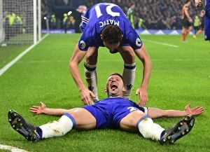 Images Dated 22nd January 2017: Chelsea Duo Cahill and Matic Celebrate Second Goal Against Hull City