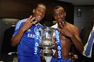 Images Dated 15th May 2010: Chelsea FC: Didier Drogba and Salomon Kalou Celebrate FA Cup Victory (2010)