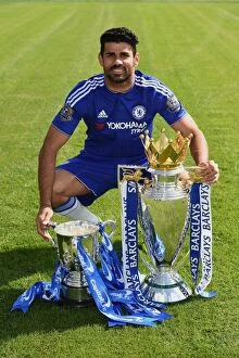Images Dated 10th September 2015: Chelsea FC: Diego Costa at 2015-16 Team Photocall, Cobham Training Ground