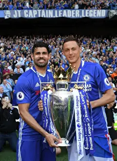 Chelsea FC: Diego Costa and Nemanja Matic Celebrate Premier League Victory with the Trophy