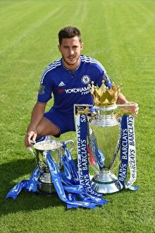 Squad 2015-2016 Season Collection: Chelsea FC: Eden Hazard at 2015-16 Team Photocall, Cobham Training Ground