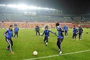 Images Dated 13th February 2013: Chelsea FC at Generali Arena: Preparing for UEFA Europa League Round of 16 - Intense Training