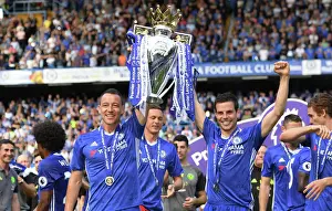 Chelsea FC: John Terry and Cesar Azpilicueta Lift the Premier League Trophy after Chelsea vs Sunderland