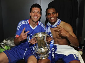 FA Cup Final versus Portsmouth May 2010 Collection: Chelsea FC: Michael Ballack and Florent Malouda Celebrate FA Cup Victory (2010)