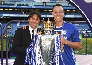 Images Dated 21st May 2017: Chelsea Football Club: Conte and Terry Celebrate Premier League Title Victory with Fans at