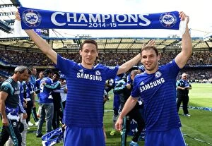 Images Dated 3rd May 2015: Chelsea Football Club: Nemanja Matic and Branislav Ivanovic's Title-Winning Celebration at