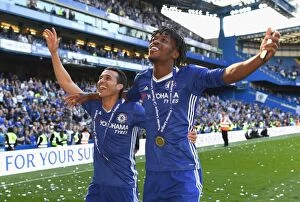 Images Dated 21st May 2017: Chelsea Football Club: Pedro and Batshuayi Rejoice in Premier League Triumph at Stamford Bridge
