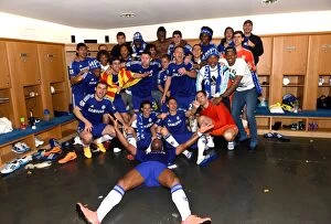 Champions!! Collection: Chelsea Football Club: Title Triumph in the Stamford Bridge Dressing Room (May 3, 2015)