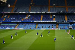 17.10.20 - Chelsea V Southampton (Home) Prints: Chelsea Players Kneel for Black Lives Matter before Empty Stamford Bridge vs Southampton