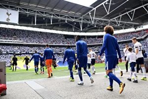 Images Dated 20th August 2017: Chelsea Players Walk Out Before Tottenham vs Chelsea Premier League Match at Wembley Stadium