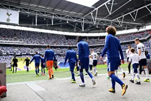 Chelsea Players Walk Out Before Tottenham vs Chelsea Premier League Match at Wembley Stadium