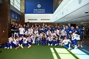 Images Dated 30th May 2021: The Chelsea Squad Return to Their Training Ground Following Winning the UEFA Champions