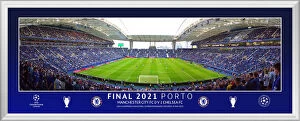 Images Dated 9th June 2021: Chelsea UCL 2021 Final - Behind Goal 30'Panoramic Framed Print