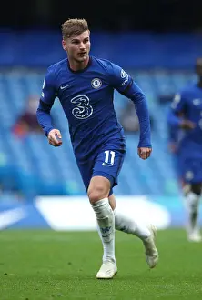 03.10.20 - Chelsea V Crystal Palace (Home) Prints: Chelsea vs Crystal Palace: Timo Werner in Action at Empty Stamford Bridge