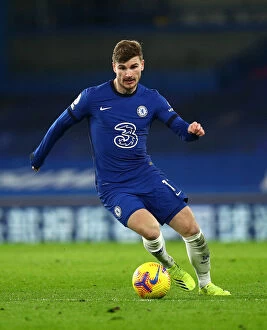 Images Dated 16th February 2021: Chelsea vs Newcastle United: Timo Werner in Action at Empty Stamford Bridge, Premier League