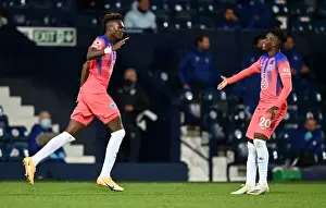 Bestof Prints: Chelsea's Abraham and Hudson-Odoi Celebrate Third Goal Against West Bromwich Albion in Empty Hawthorns Stadium