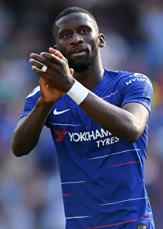Chelsea's Antonio Ruediger Celebrates with Fans after Victory over Bournemouth