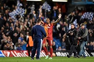 Images Dated 18th March 2014: Chelsea's Champions League Triumph: Drogba Honors Supporters after Chelsea vs