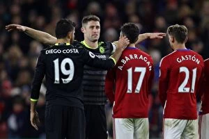 Images Dated 20th November 2016: Chelsea's Costa and Cahill Tactics: Disrupting Middlesbrough's Wall in the Premier League Showdown