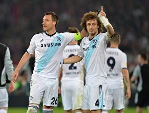 Images Dated 25th April 2013: Chelsea's David Luiz and John Terry Celebrate UEFA Europa League Semi-Final Victory over FC Basel