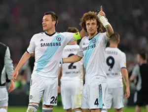 European Matches 2012-2013 Season Prints: Chelsea's David Luiz and John Terry Celebrate UEFA Europa League Semi-Final Victory over FC Basel (25th April 2013)